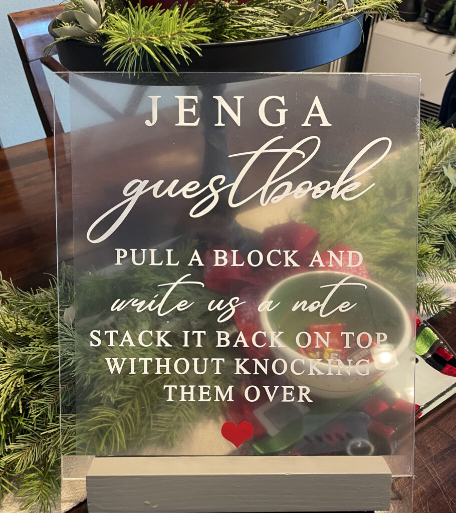 Guestbook Jenga Plexi Sign $5